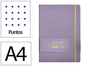 Caderno com elastico antartik notes capa dura a4 pontilhado roxo e amarelo 100 folhas 80 gr fsc