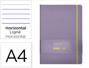 Caderno com elastico antartik notes capa dura a4 pautado roxo e amarelo 100 folhas 80 gr fsc