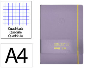 Caderno com elastico antartik notes capa dura a4 quadriculado roxo e amarelo 100 folhas 80 gr fsc