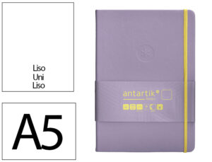 Caderno com elastico antartik notes capa dura a5 liso roxo e amarelo 100 folhas 80 gr fsc