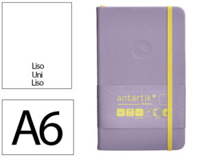 Caderno com elastico antartik notes capa dura a6 liso roxo e amarelo 100 folhas 80 gr fsc