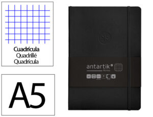 Caderno com elastico antartik notes capa mole a5 quadriculado preto 80 folhas 80 gr fsc