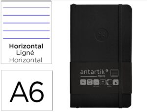 Caderno com elastico antartik notes capa mole a6 pautado preto 100 folhas 80 gr fsc