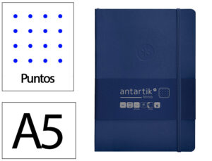 Caderno com elastico antartik notes capa mole a5 pontilhado azul marinho 80 folhas 80 gr fsc
