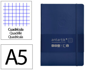 Caderno com elastico antartik notes capa mole a5 quadriculado azul marinho 80 folhas 80 gr fsc