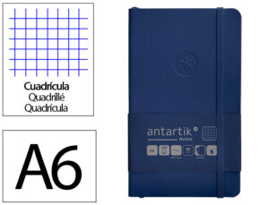 Caderno com elastico antartik notes capa mole a6 quadriculado azul marinho 100 folhas 80 gr fsc