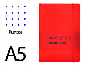 Caderno com elastico antartik notes capa mole a5 pontilhado vermelho 80 folhas 80 gr fsc