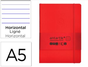 Caderno com elastico antartik notes capa mole a5 pautado vermelho 80 folhas 80 gr fsc