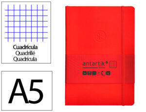 Caderno com elastico antartik notes capa mole a5 quadriculado vermelho 80 folhas 80 gr fsc