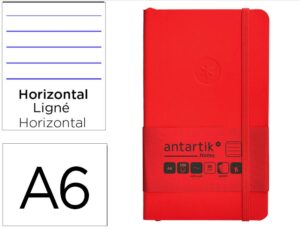 Caderno com elastico antartik notes capa mole a6 pautado vermelho 100 folhas 80 gr fsc