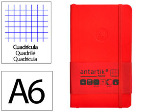 Caderno com elastico antartik notes capa mole a6 quadriculado vermelho 100 folhas 80 gr fsc