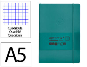 Caderno com elastico antartik notes capa mole a5 quadriculado verde agua-marinha 80 folhas 80 gr fsc