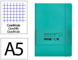 Caderno com elastico antartik notes capa mole a5 quadriculado turquesa 80 folhas 80 gr fsc