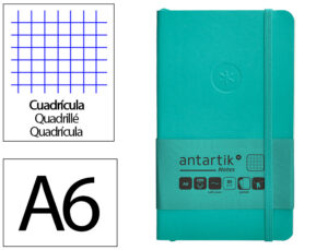 Caderno com elastico antartik notes capa mole a6 quadriculado turquesa 100 folhas 80 gr fsc
