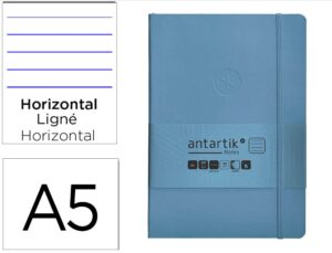 Caderno com elastico antartik notes capa mole a5 pautado azul claro 80 folhas 80 gr fsc