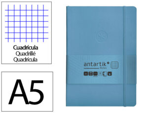 Caderno com elastico antartik notes capa mole a5 quadriculado azul claro 80 folhas 80 gr fsc