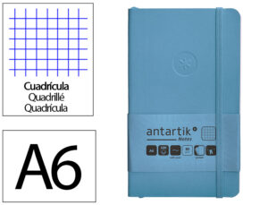 Caderno com elastico antartik notes capa mole a6 quadriculado azul claro 100 folhas 80 gr fsc