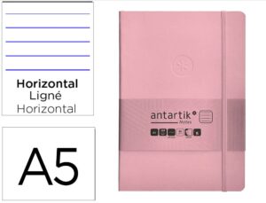 Caderno com elastico antartik notes capa mole a5 pautado rosa pastel 80 folhas 80 gr fsc