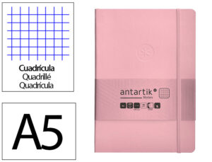 Caderno com elastico antartik notes capa mole a5 quadriculado rosa pastel 80 folhas 80 gr fsc