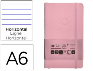 Caderno com elastico antartik notes capa mole a6 pautado rosa pastel 100 folhas 80 gr fsc