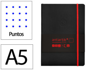 Caderno com elastico antartik notes capa mole a5 pontilhado preto e vermelho 80 folhas 80 gr fsc
