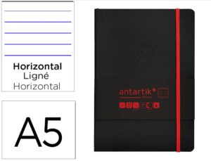 Caderno com elastico antartik notes capa mole a5 pautado preto e vermelho 80 folhas 80 gr fsc