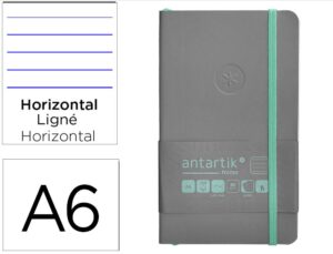Caderno com elastico antartik notes capa mole a6 pautado cinza e turquesa 100 folhas 80 gr fsc