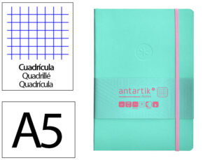 Caderno com elastico antartik notes capa mole a5 quadriculado rosa e turquesa 80 folhas 80 gr fsc