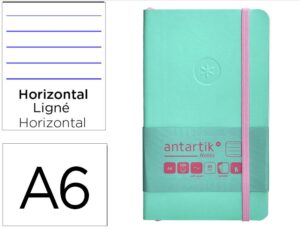 Caderno com elastico antartik notes capa mole a6 pautado rosa e turquesa 100 folhas 80 gr fsc