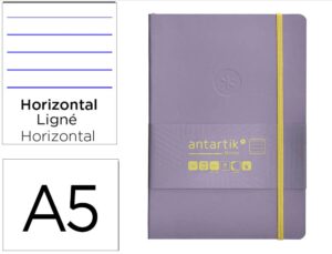 Caderno com elastico antartik notes capa mole a5 pautado roxo e amarelo 80 folhas 80 gr fsc