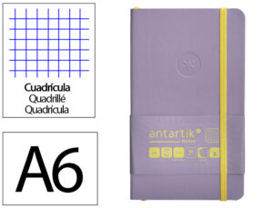 Caderno com elastico antartik notes capa mole a6 quadriculado roxo e amarelo 100 folhas 80 gr fsc