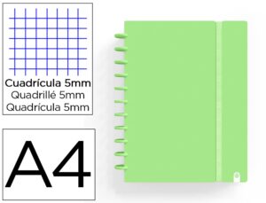 Caderno carchivo ingeniox foam a4 80 f quadricula verde pastel