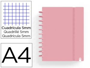 Caderno carchivo ingeniox foam a4 80 f quadricula rosa pastel