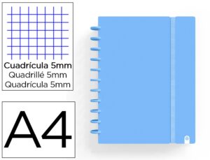 Caderno carchivo ingeniox foam a4 80 f quadricula azul pastel