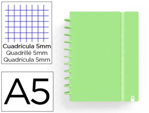 Caderno carchivo ingeniox foam a5 80 f quadricula verde pastel