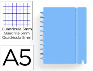 Caderno carchivo ingeniox foam a5 80 f quadricula azul pastel