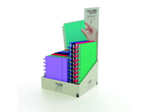Caderno igeniox foam pastel pautado expositor de 12 unidades sortidas