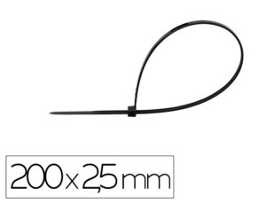 Abracadeira q-connect cor preto 200x2,5 mm bolsa de 100 unidades