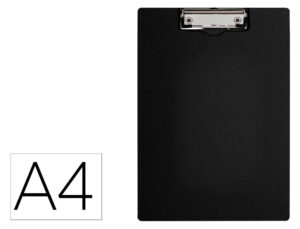 Porta notas q-connect com mola miniclip superior din a4 plastico 50% reciclado preto espessura 2,1 mm