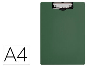 Porta notas q-connect com mola miniclip superior din a4 plastico 50% reciclado verde azeitona espessura 2,1 mm