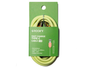 Cabo groovy usb 2.0 tipo c a tipo c comprimento 1 mt silicone cor verde cha