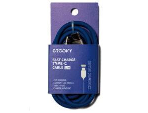 Cabo groovy usb 2.0 a usb c apple lightning comprimento 1 mt silicone cor azul cobalto