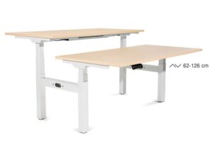 Mesa rocada dupla regulavel em altura eletricamente 160x163 cm regulavel cor branco / faia