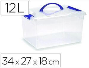 Caixa de armazenagem plasticforte nº 9 transparente com tampa e asa capacidade 12 l