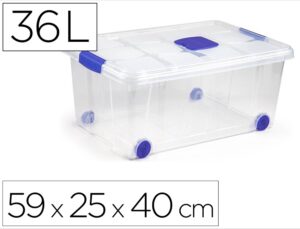 Caixa de armazenagem plasticforte nº 3 transparente com tampa capacidade 36 l