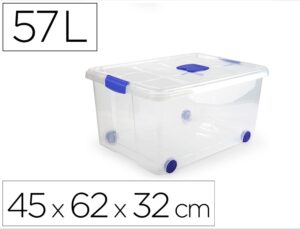 Caixa de armazenagem plasticforte nº 5 transparente com tampa capacidade 57 l