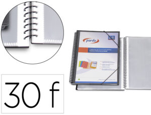 Capa catalogo pardo com espiral 30 bolsas folio personalizavel cor preto