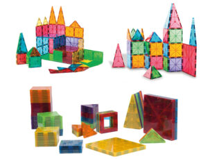 Jogo de construcao amaya magtiles 104 pecas 3d formas e cores sortidas