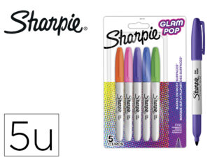 Marcador sharpie permanente fino glam pop blister de 5 unidades cores sortidas