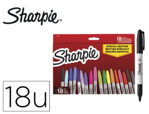 Marcador sharpie permanente ponta 0,9 mm pack regresso as aulas blister de 18 unidades cores sortidas